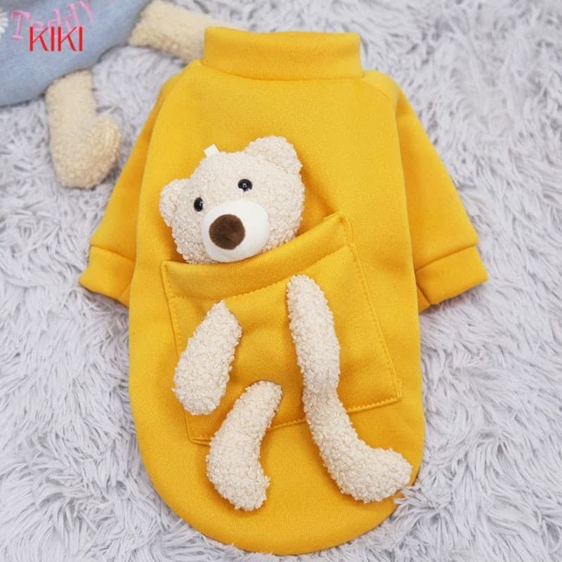 Criativo Novo Produto Net Celebridade Pocket Bear Sweater Plus Velvet Material Para Manter Quente e Confortável Pet Roup