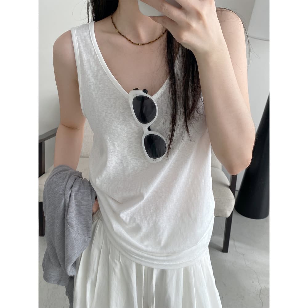 Sun Pomelo Loose Feel Bottoming Colete Aqui Básico All-Match Confortável Preguiçoso Casual Pode Usar Fora Simples Cor Só