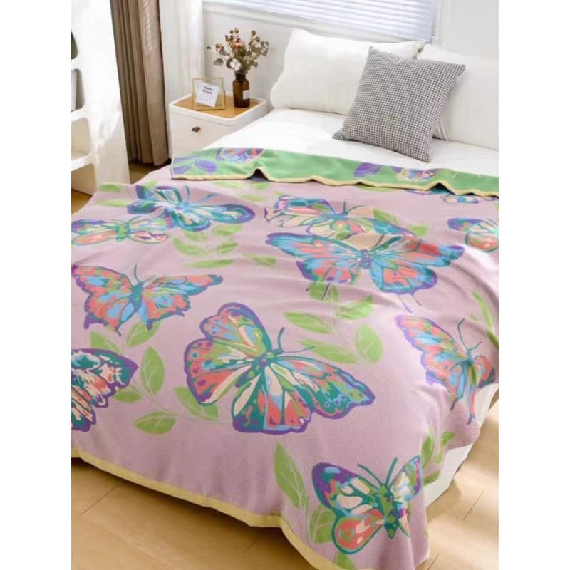 Grande borboleta folha de cama capa cobertor cobertor ar condicionado cobertor toalha colcha puro algodão gaze pode cobr