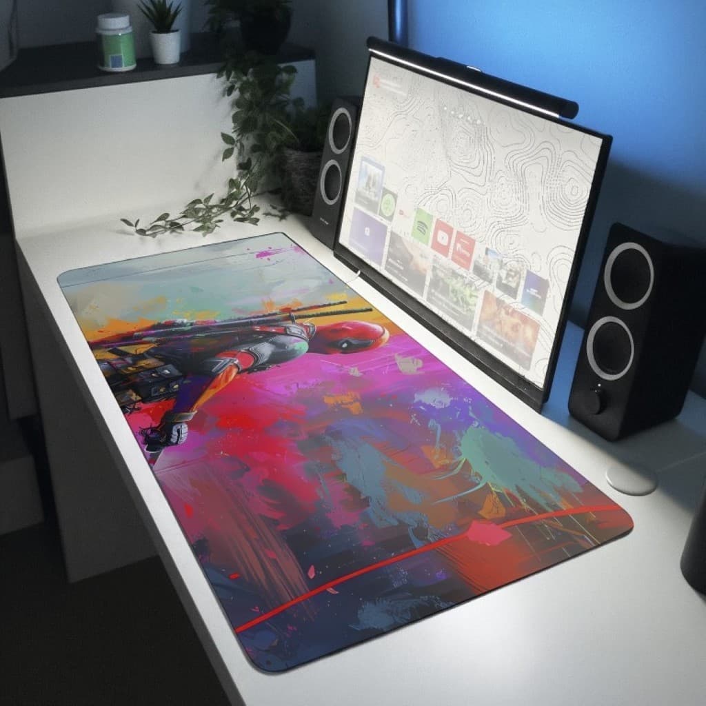 Mousepad Deadpool Marvel  80x30 Grande Gamer Geek Antiderrapante Setup Mouse Pad Grande RGB