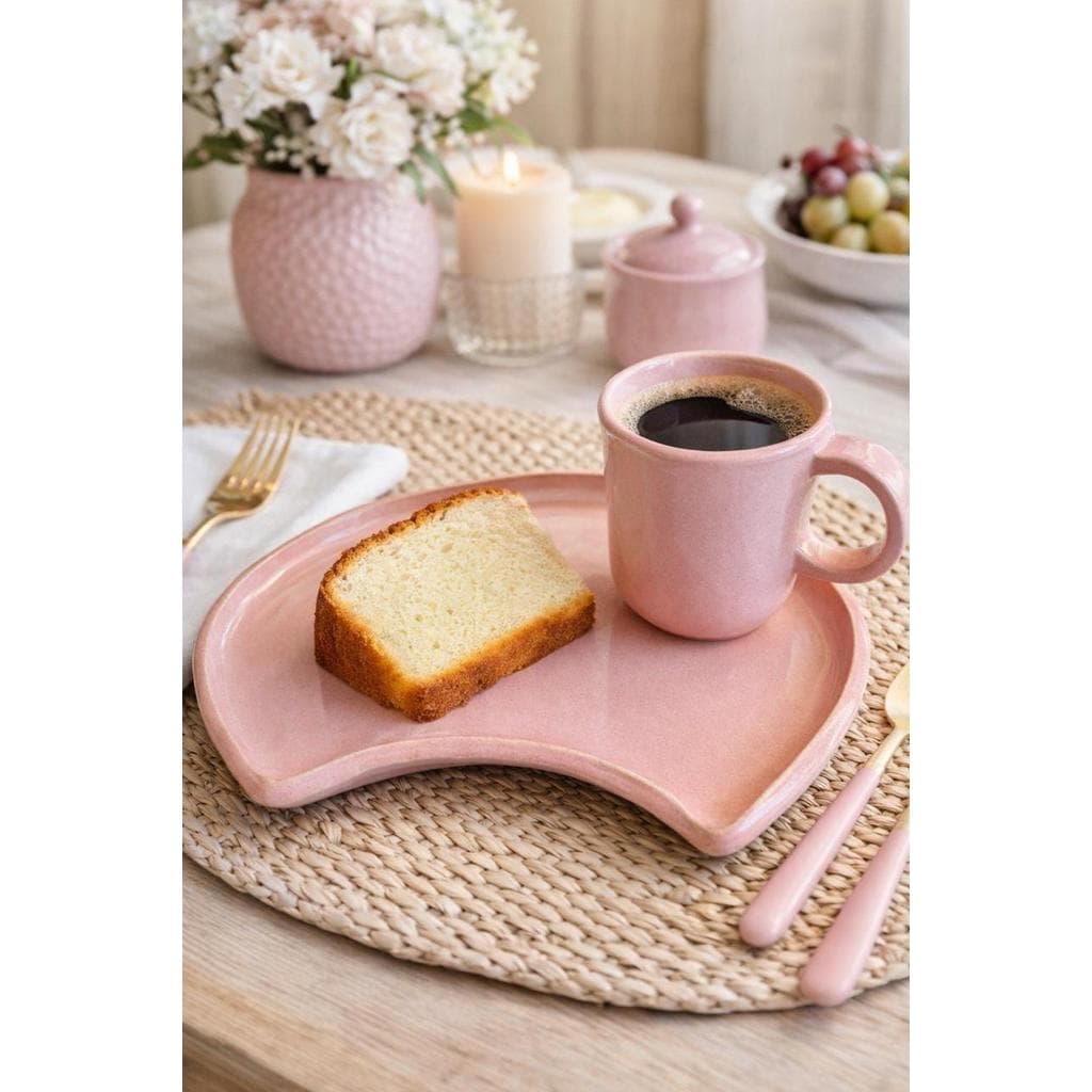 Kit de Caneca com Prato Bandeja de Cerâmica Artesanal