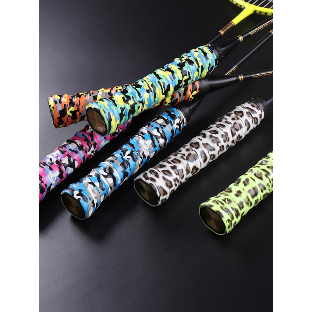 Camuflagem quilha Badminton mão borracha antiderrapante suor-absorvente cinta mão alça de borracha raquete de tênis ruim