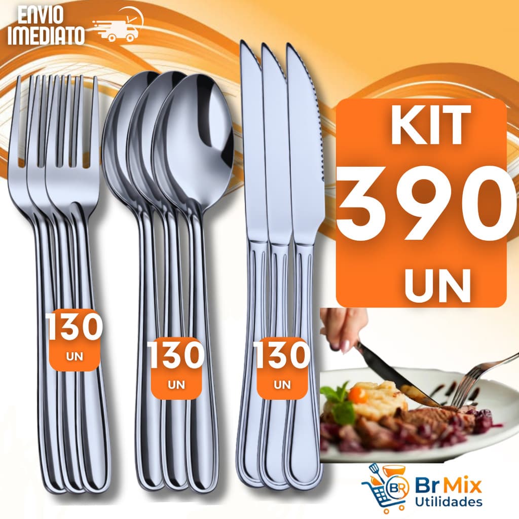 KIT TALHERES INOX PREMIUM Garfo Faca Colher para Cozinha e Jantar