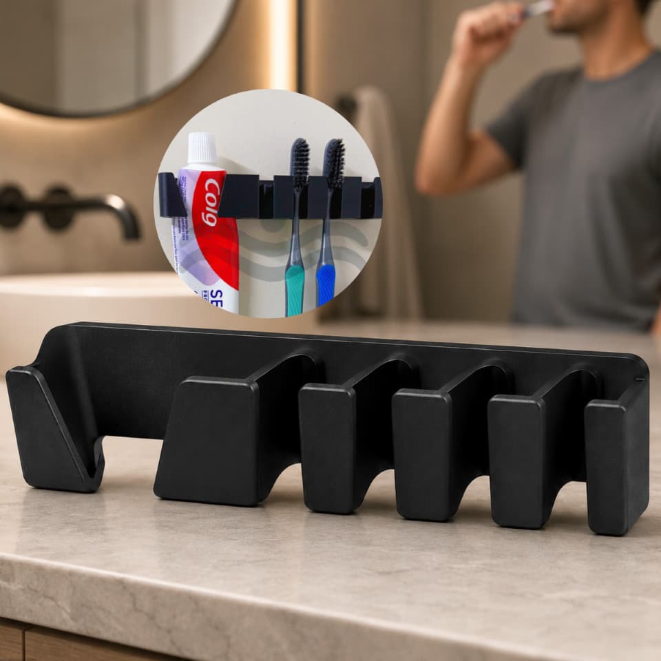 Suporte Banheiro Organizador Escova E Pasta De Dente Adesivo autocolante