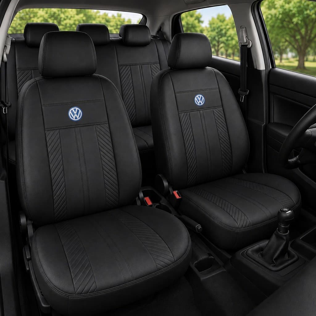 Jogo Capa De Banco Para Carro Couro Ecológico Diamantada Premium Completo Gol Saveiro Voyage Fox Polo