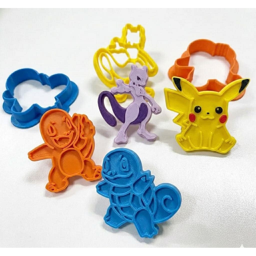 Kit 4 Cortador Marcador Biscoito E Cookie Pokemon Pikachu, Charizard, Mewtwo Go Desenho Brinquedo- Padaria e Confeitaria