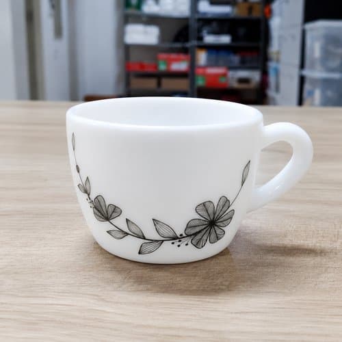 Conjunto 6 Xícaras Café Porcelana Branca 130ml Floral Elegante Vine