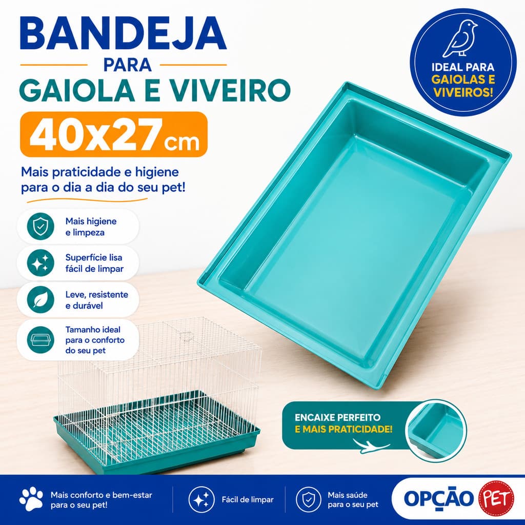 Bandeja  para Gaiola e Viveiro 40x27 ( Verde Tifanny)