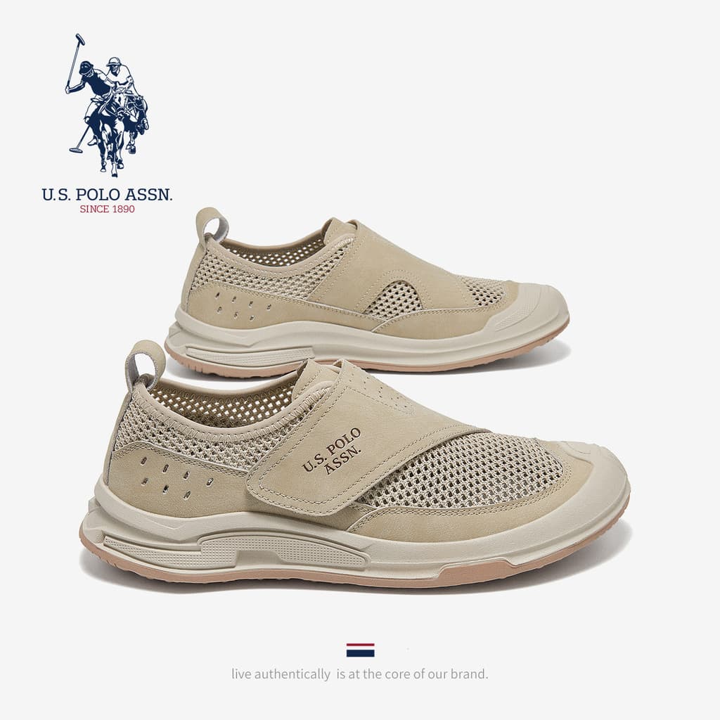USPOLO.ASSN.Genuine Sapatos Masculinos Inverno 2025 Novo Estilo Sapatos de Rede de Um Pedal Respirável Leve Sapatos Rio-