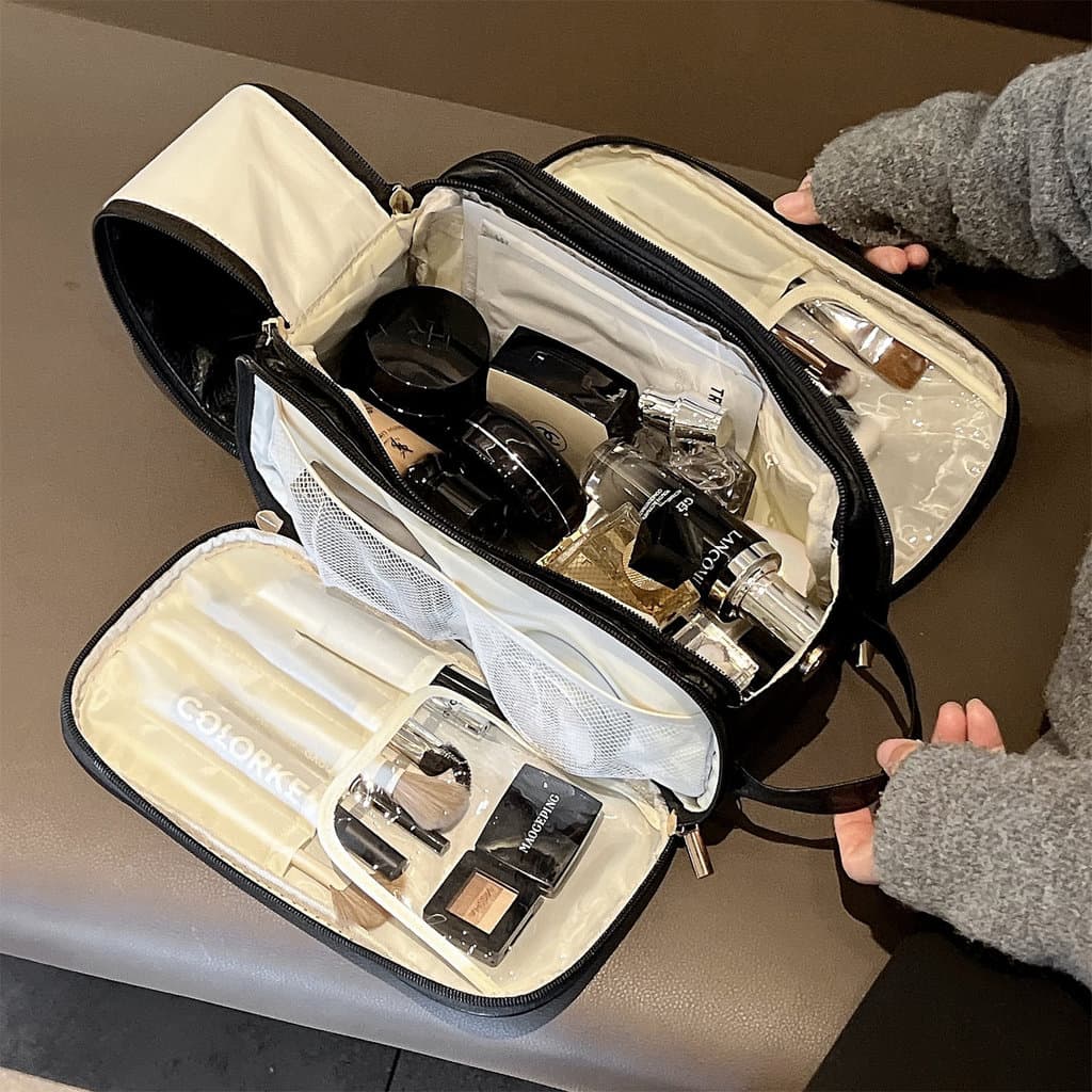 Saco cosmético feminino 2025 novo portátil de grande capacidade saco de higiene pessoal de viagem luz luxo Premium saco