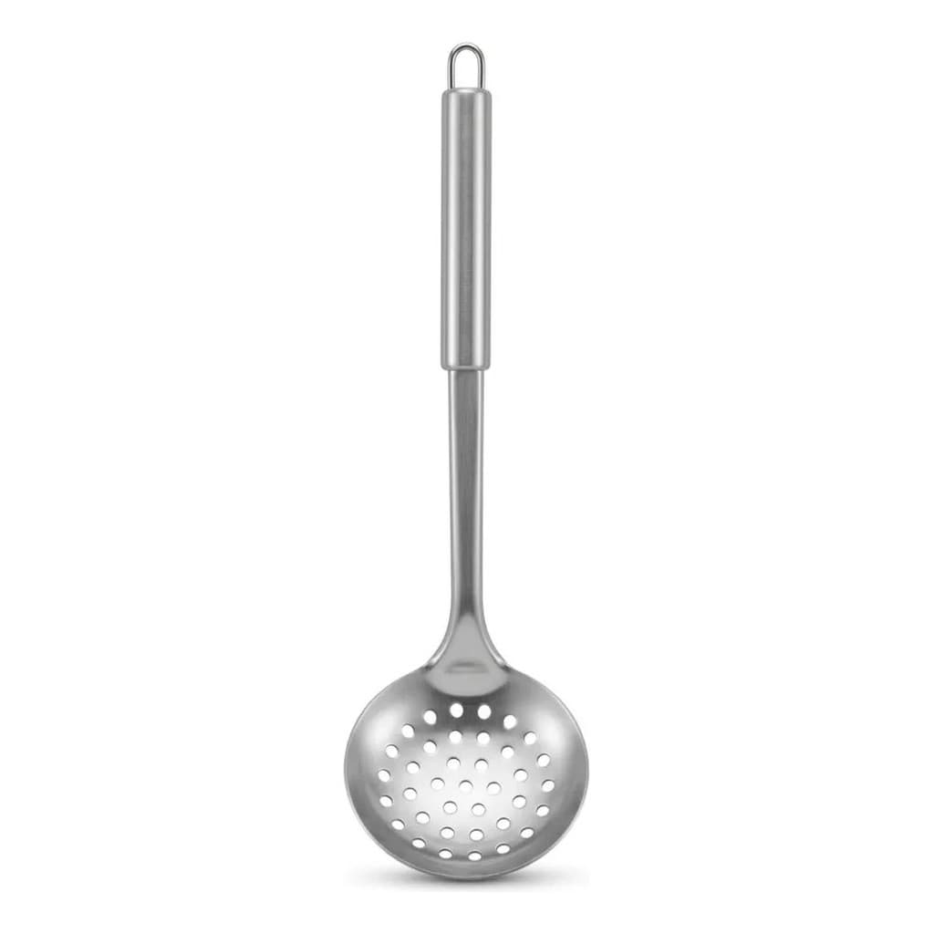 Escumadeira de Inox Profissional 30cm Aço Inoxidável Alta Qualidade Limpeza Fácil Uso Doméstico e Profissional