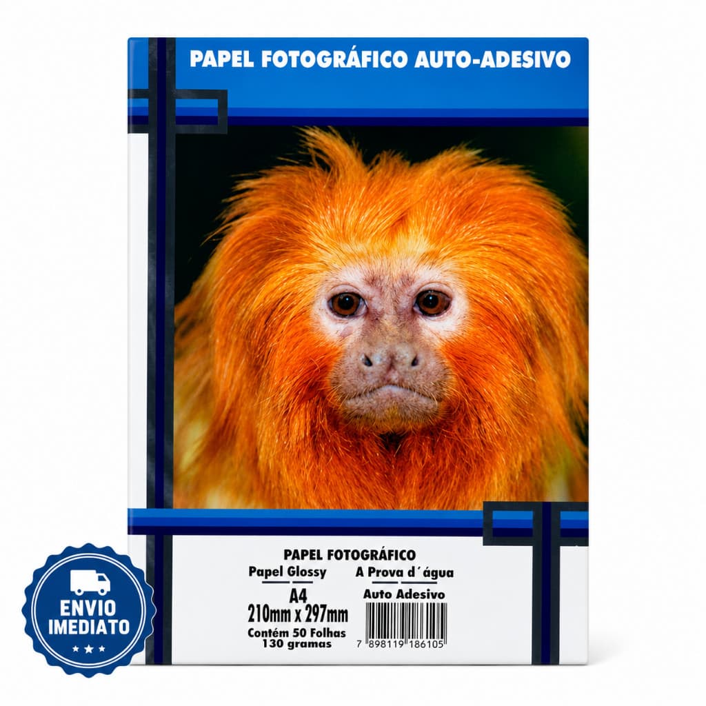 Papel Fotográfico Adesivo 130G A4 Glossy 20 a 100 Folhas MASTERPRINT (PAPEL ADESIVO)