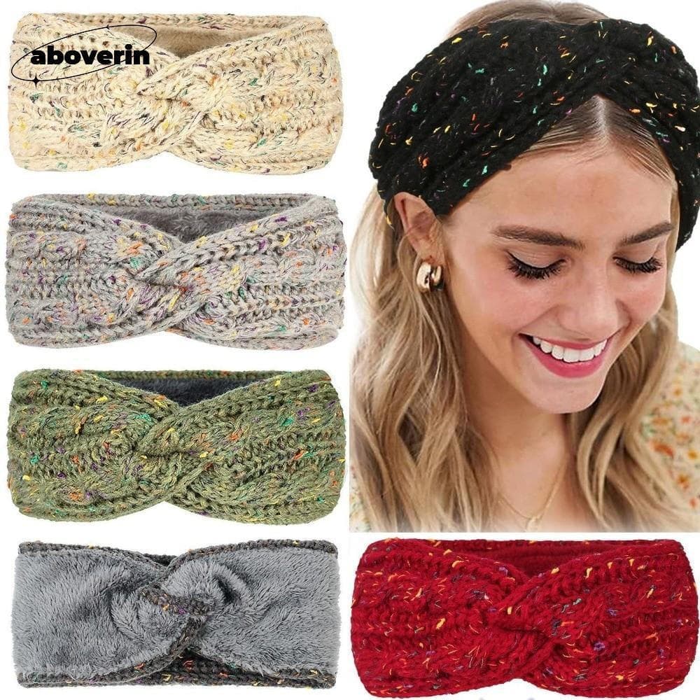 Acimarin Tiaras Largas , Forradas De Lã Outono Inverno Cor Ponto Bandana , Lenço De Cabelo Turbante Quente Engrossado