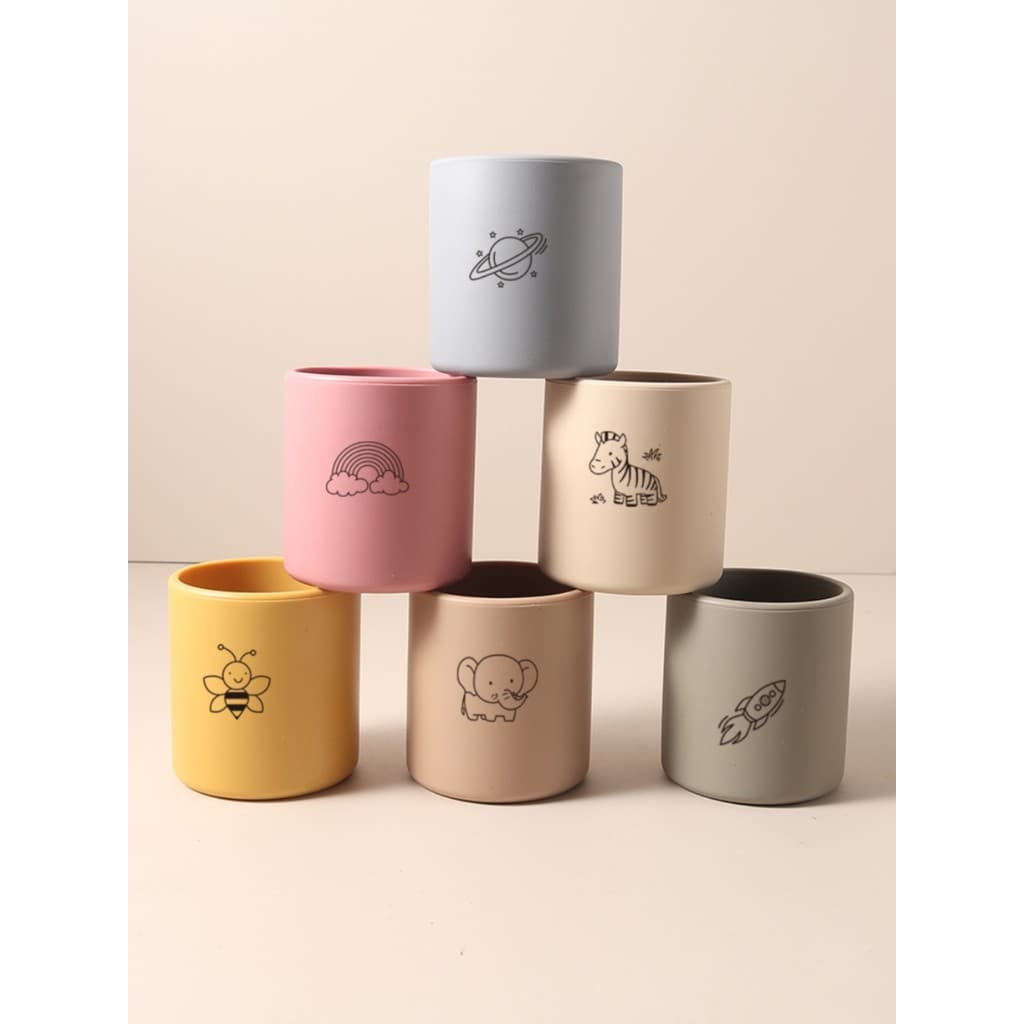 200ml bebê bonito dos desenhos animados copo de água grau alimentício Silicone treinamento copo aprendizagem doméstica b
