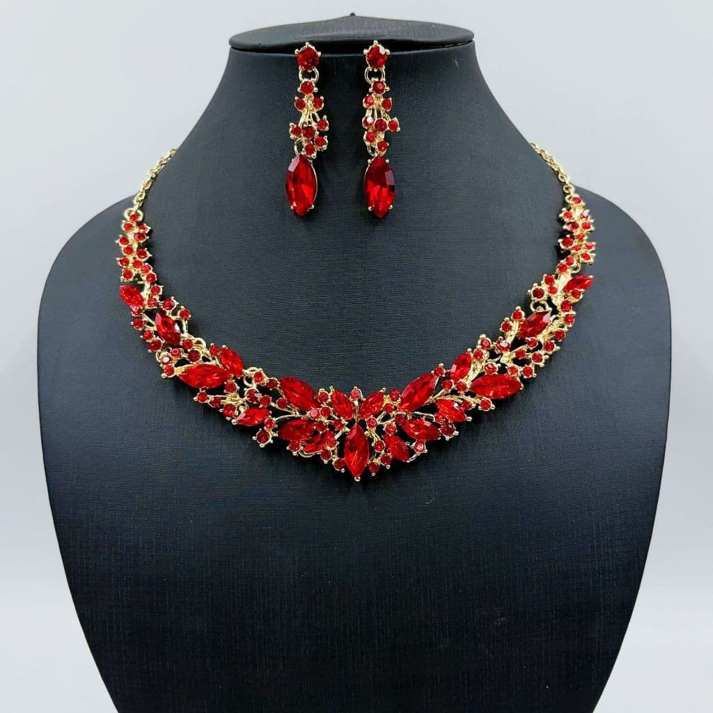Conjunto de colar de cristal de cor retrô colar brincos vários estilos cores