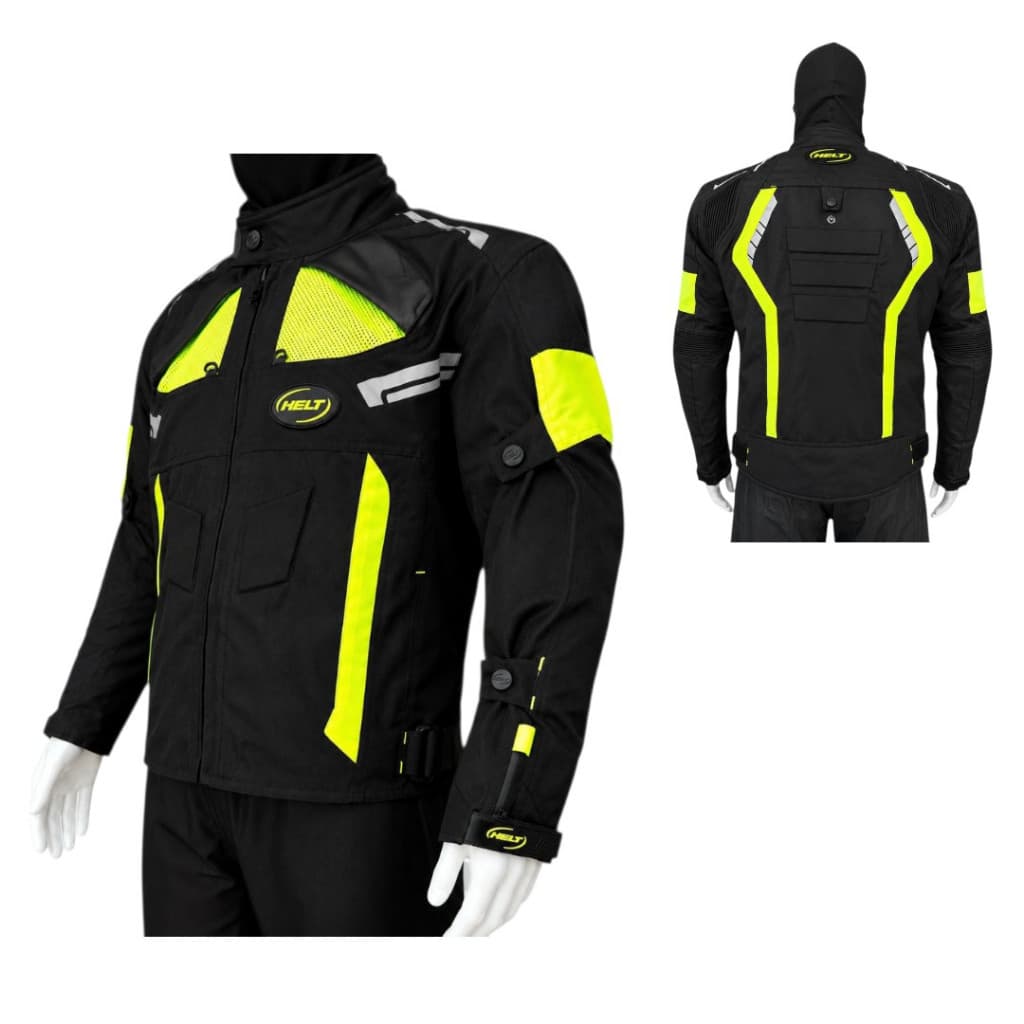 Jaqueta Masculina Helt Max Trip Preto/Verde Neon Motociclista Motoqueiro Impermeável Ajustavel