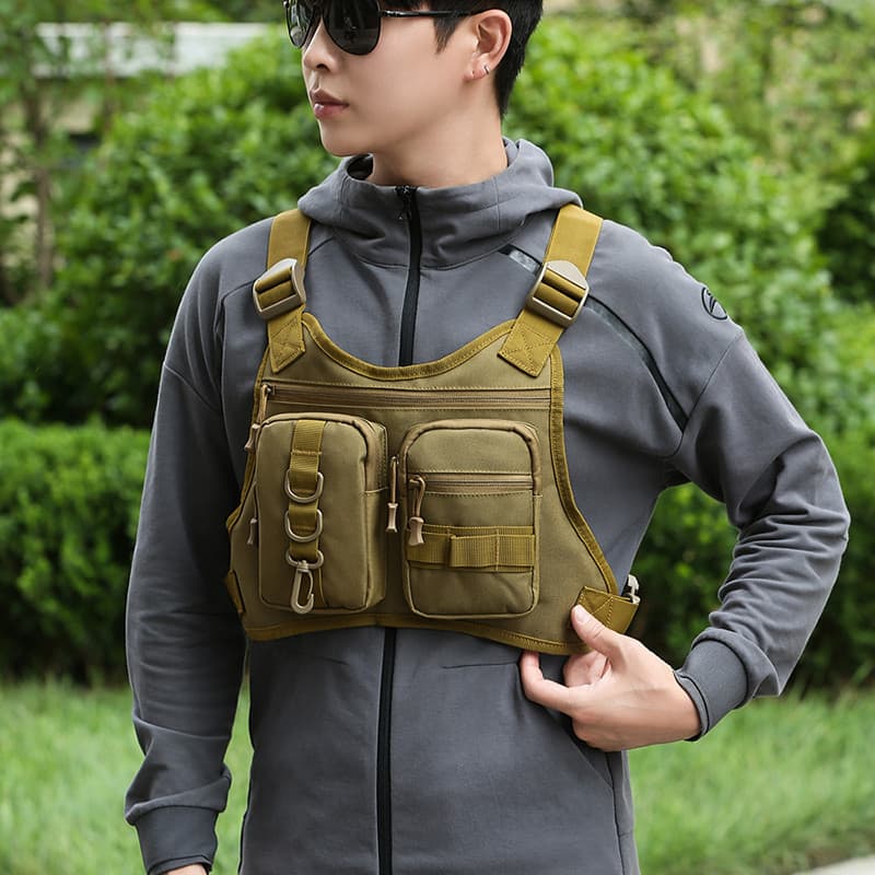 Correndo ao ar livre montanhismo saco de peito masculino ventilador militar tático camuflagem ciclismo mochila estilo fu