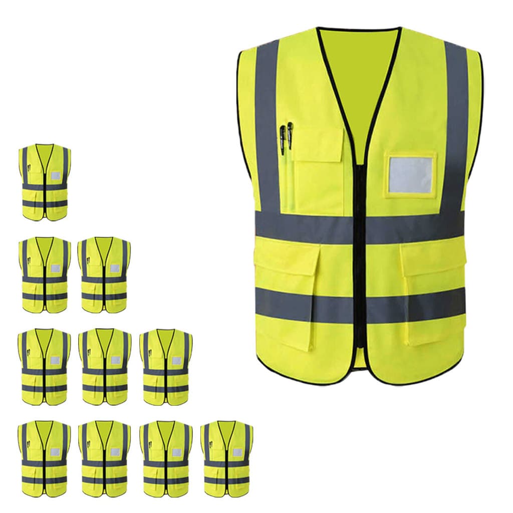 Colete Sinalizador Kit 10 Uni Faixa Refletiva EPI Segurança do Obra Estrada Trabalho Blusao Construçao Guarda Civil