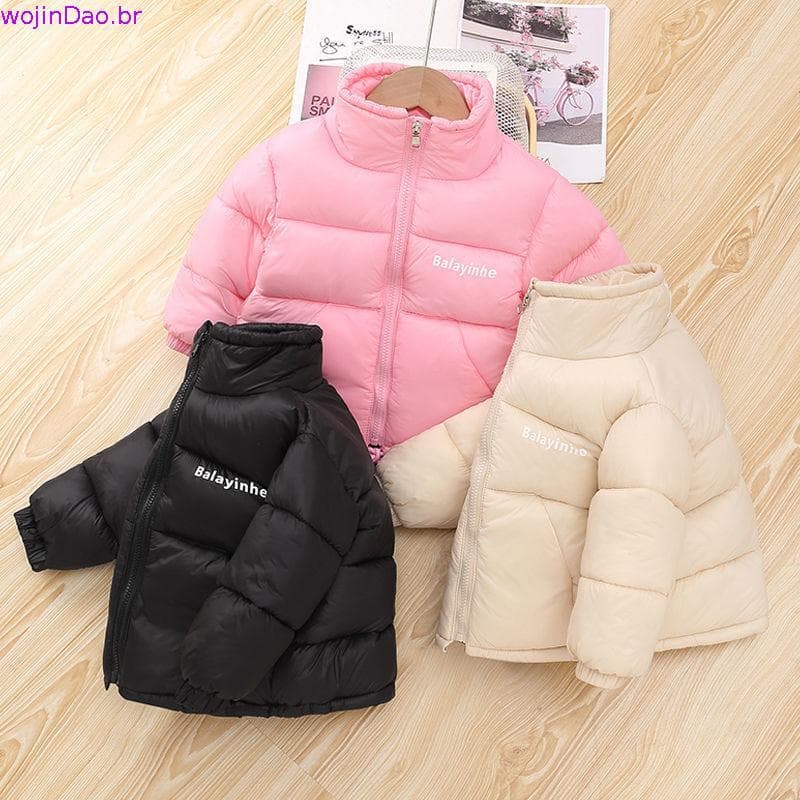 Moda Nova Menina Menino Roupa Exterior Inverno Casaco Quente E Grosso De Bebê Carta Imprimir Casacos Crianças De Algodã