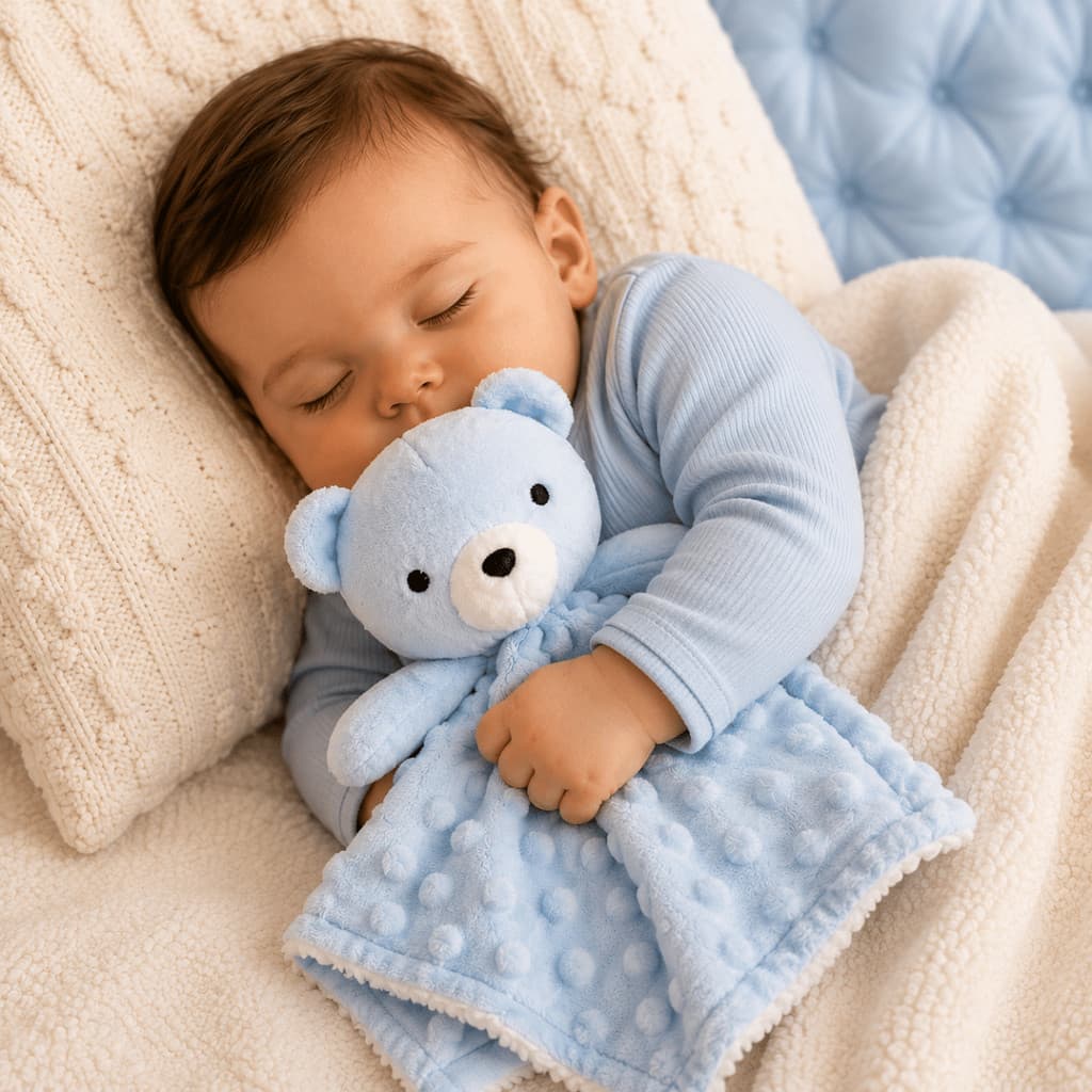 Naninha Bebê Urso Azul Premium Camesa Paninho de Dormir Macia e Antialérgico - Envio Imediato