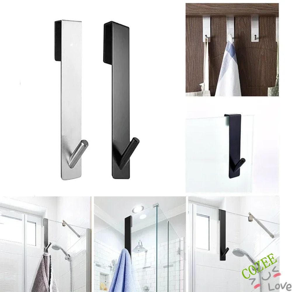 Gancho De Porta De Chuveiro COZEEHOME , Ganchos De Banheiro À Prova De Ferrugem De Aço Inoxidável Toalha Montados Na Par