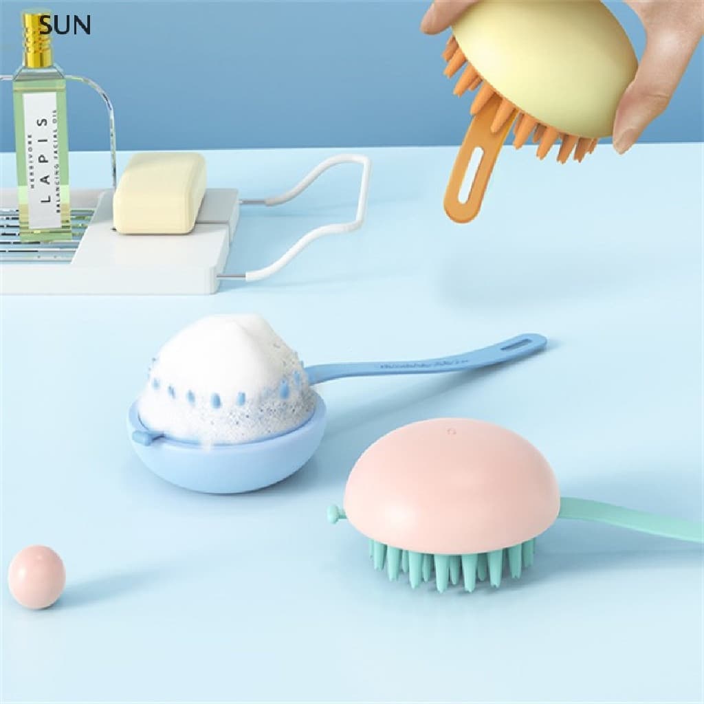 [SUN] Massageador de couro cabeludo de silicone para lavagem com shampoo, escova de massagem para chuveiro MY