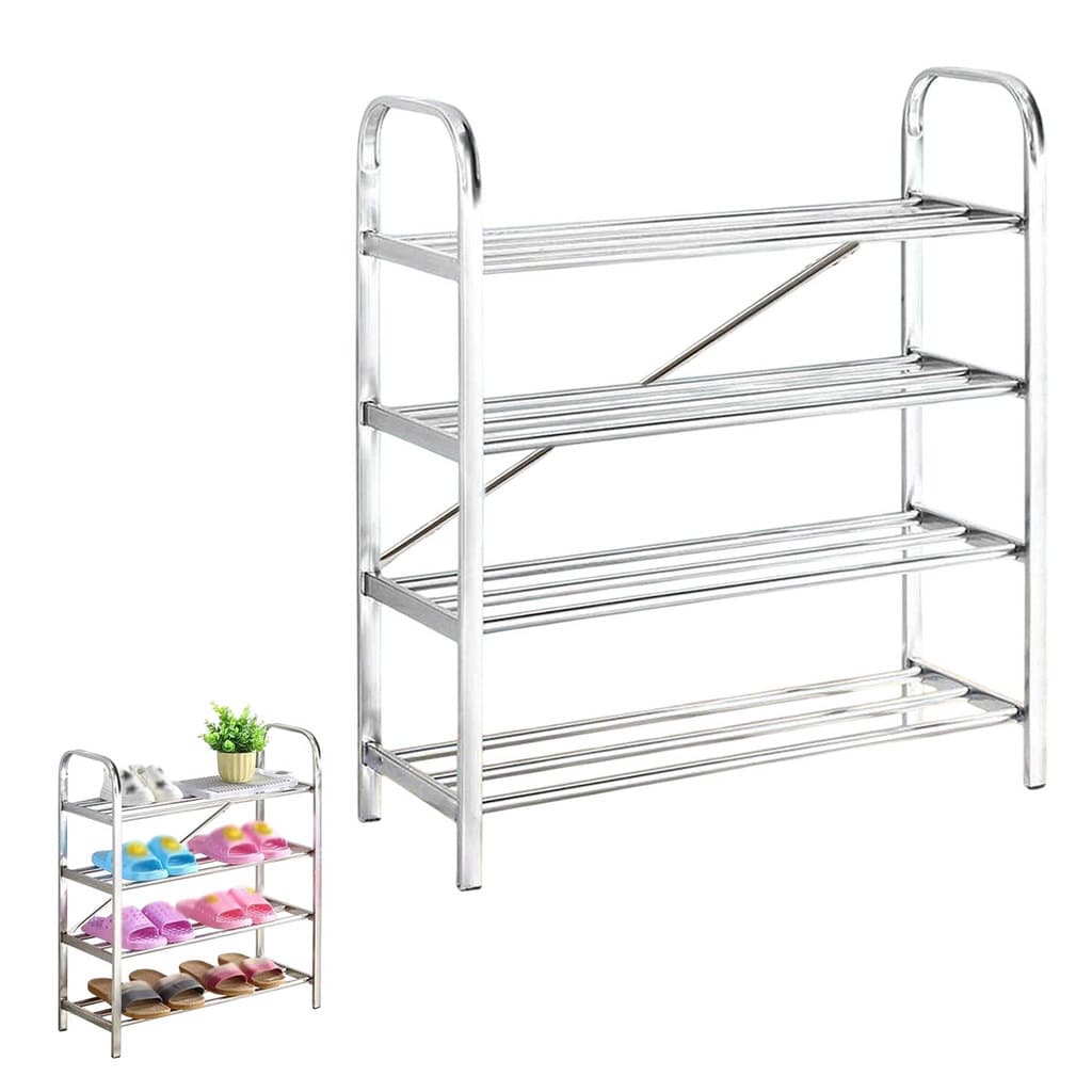 Sapateira Organizadora 4 Andares Inox Sapato Calçado Tenis Prateleira Sala Corredor Entrada Casa Banheiro Multiuso