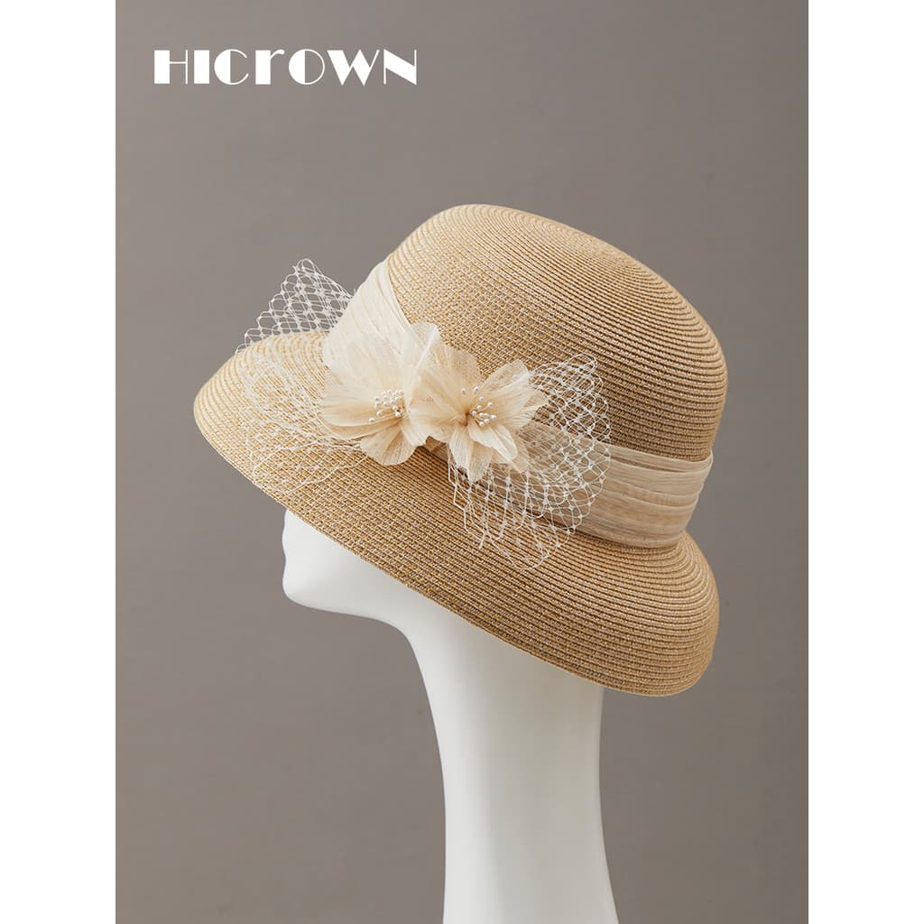 Novas senhoras High-End moda verão passeio rua viagem simples protetor solar pára-sol pequeno rosto elegante flor de ame