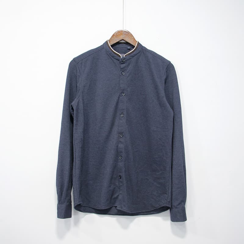 Europeu americano única primavera outono masculino fino-ajuste Zhongshan colarinho negócios Casual camisa de manga compr