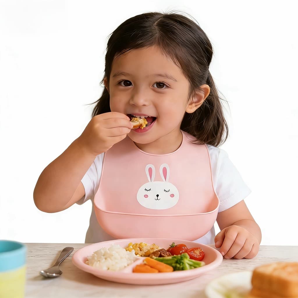 Babadores de Silicone para Bebês com Coletor de Alimentos, Duráveis e Ajustáveis - Babadores de Silicone para Bebês, Cri