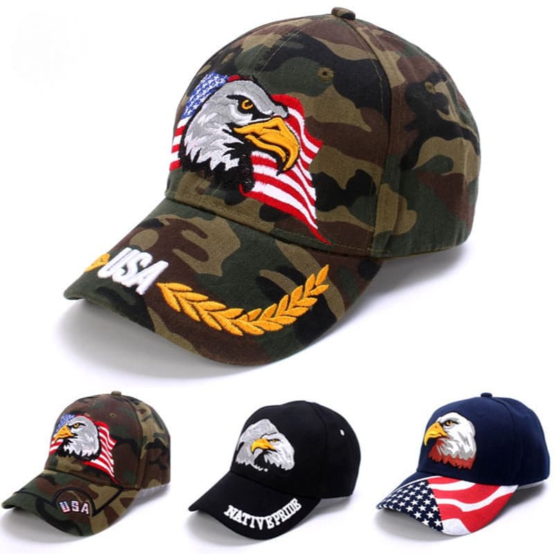 Boné De Beisebol Dos Homens E Das Mulheres Snapback Bordado Águia Americana Bandeira 3d Pai Tampão Do Camionista Preto .