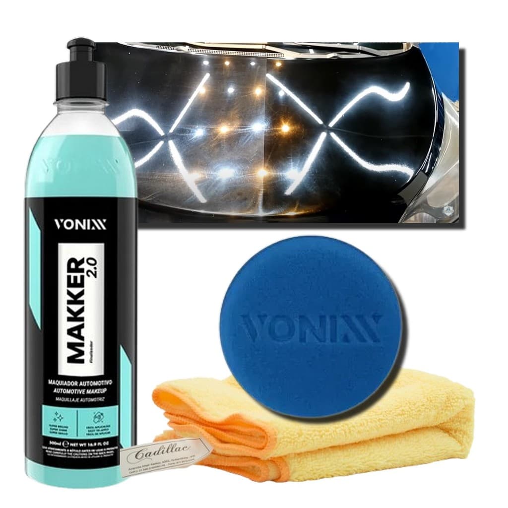 Kit Makker Vonixx 500ml + Aplicador Vonixx + Pano Cadillac - Maquiagem automotiva