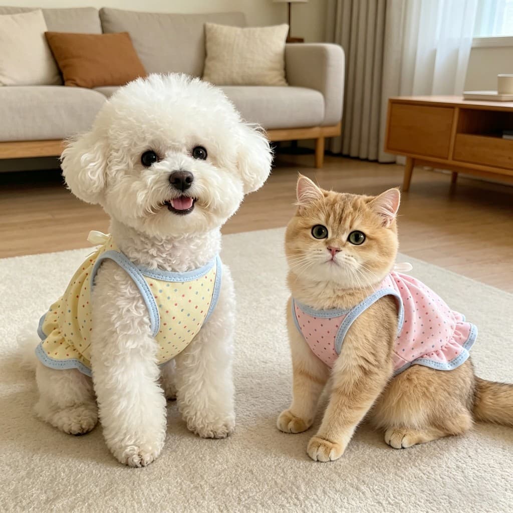 Gato de estimação estilingue roupas pequeno cão Schnauzer Teddy Yorkshire pomeranian Bichon Muppet saia de bolinhas