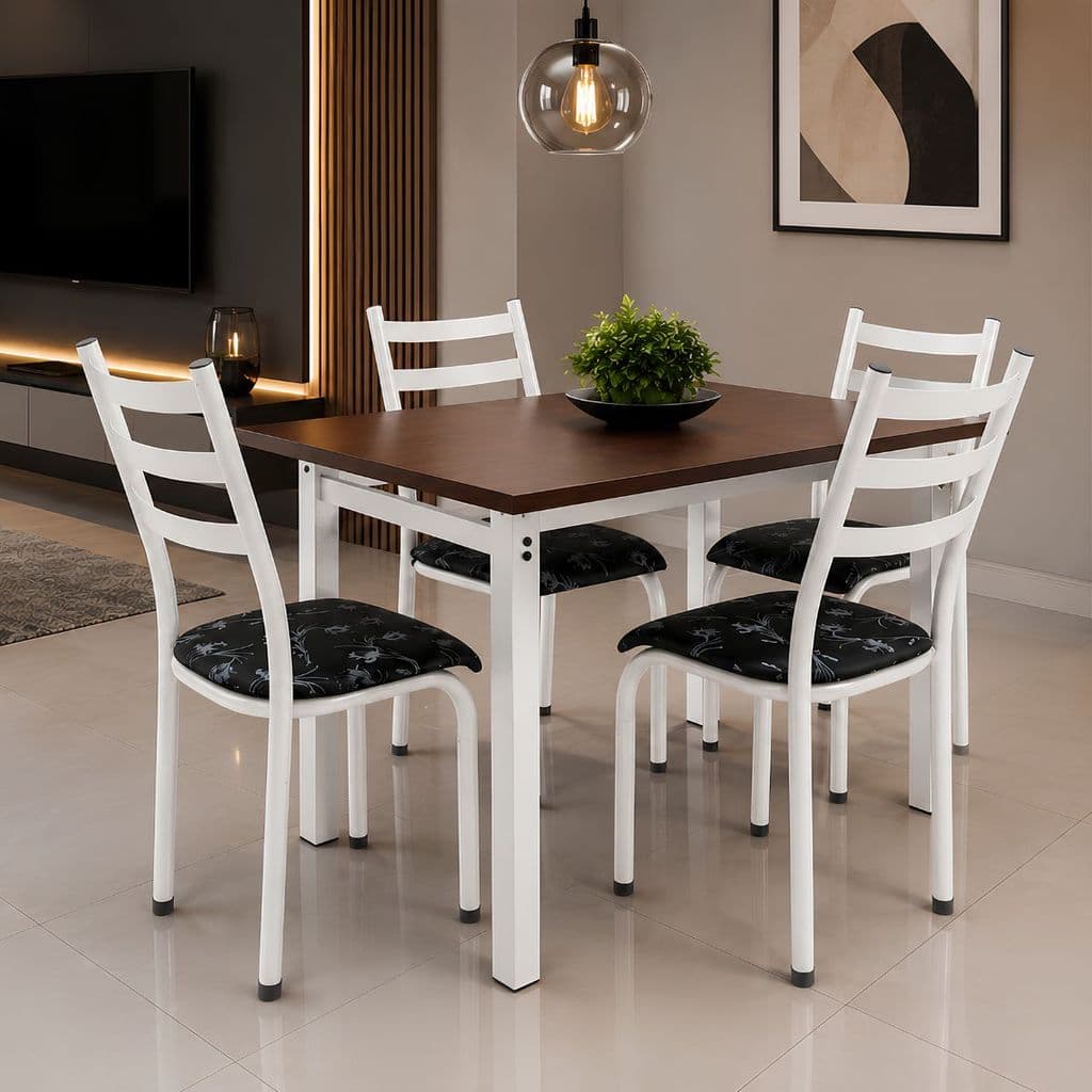 Kit 4 cadeiras de Jantar para Cozinha Tubolar Reforçada Sala Área Buffet
