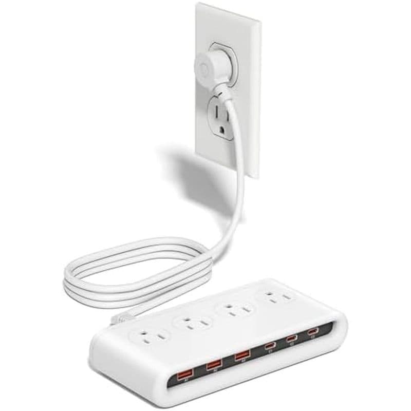 Power Strip Com Portas USB 35 W , 4 Tomadas Ca Protetor Contra Surtos 2500 Estação De Carregador PD De 6 , Cabo De Exten