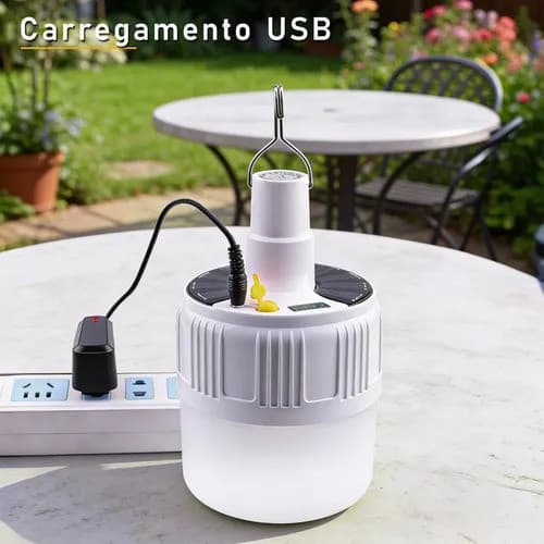 Lampião Solar Camping Bivolt Com Controle Remoto Lâmpada Portátil Barraca