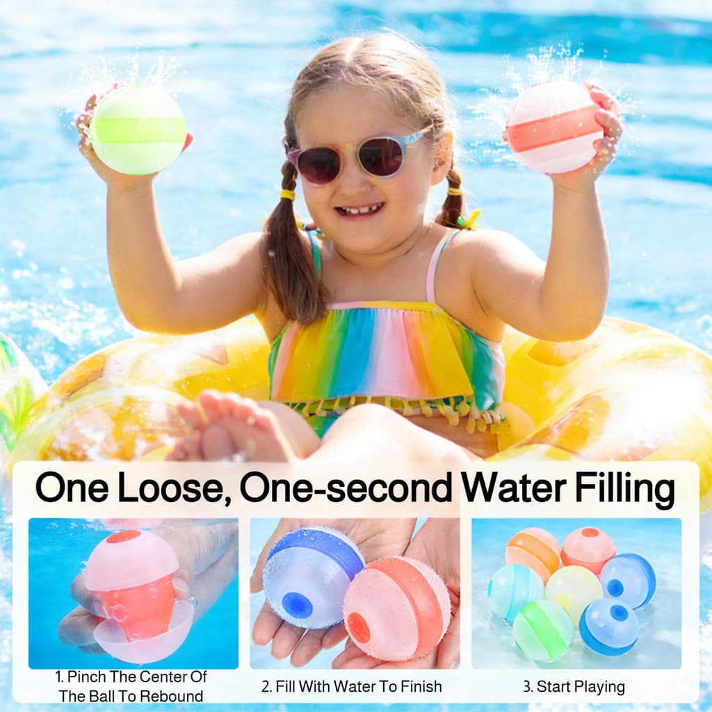 [1 Segundo] JMY Silicone Bola De Água Novo Upgrade 1 Segundo Brinquedo Infantil Praia Água
