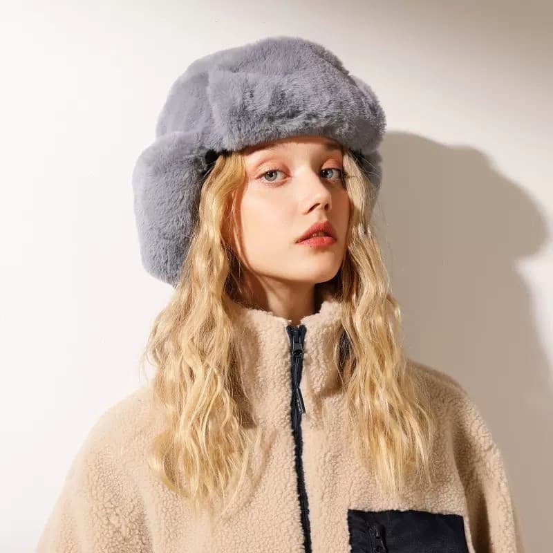 Female Winter Cap Russian Hat Thicken Cold Warm Windbreak Hat Korean Fashion Ushanka Earflap Pilot Cap with Earflaps Adj