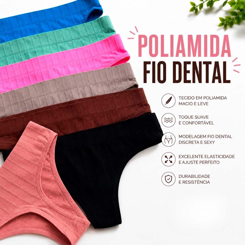 Kit 3 , Kit 5 ou Kit 10 Calcinhas Sem Costura Fio Dental IMPORTADA Canelada Alta Compressão Não Marca Conforto Premium