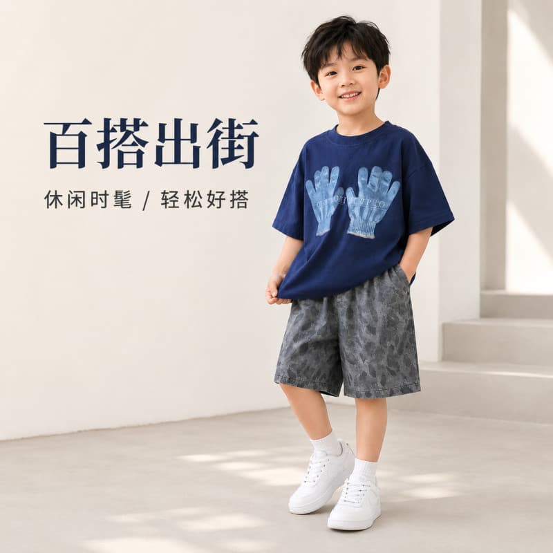 Crianças roupas infantis meninas roupas ternos roupas de verão versão coreana na moda legal de manga curta médio pequena