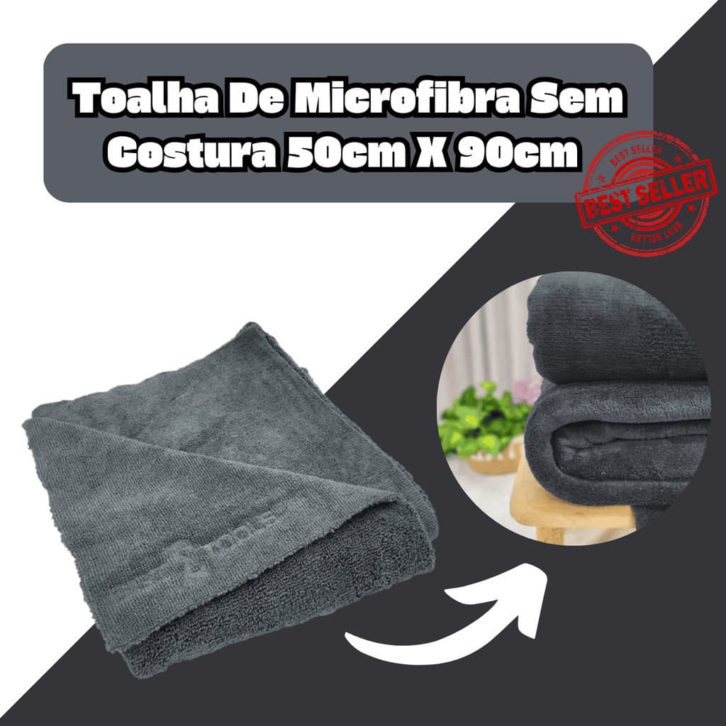 Toalha De Microfibra Sem Costura Cinza 50x90 SGT
