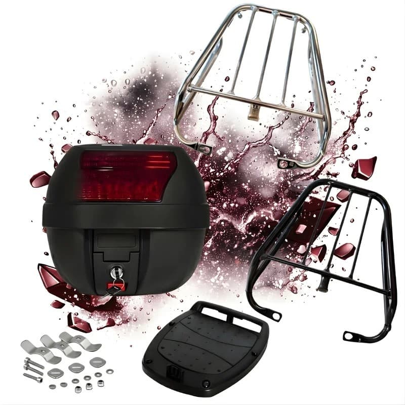 Bagageiro Ybr + Baú Bauleto 28 Litros 2000 2001 2002 2003 2004 2005 2006 2007 2008  Preto Cromado