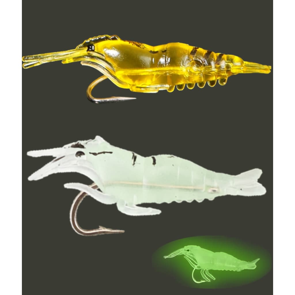 Isca Artificial Camarão Kit Silicone Pesca Esportiva com Anzol Robalo Tucunaré Soft