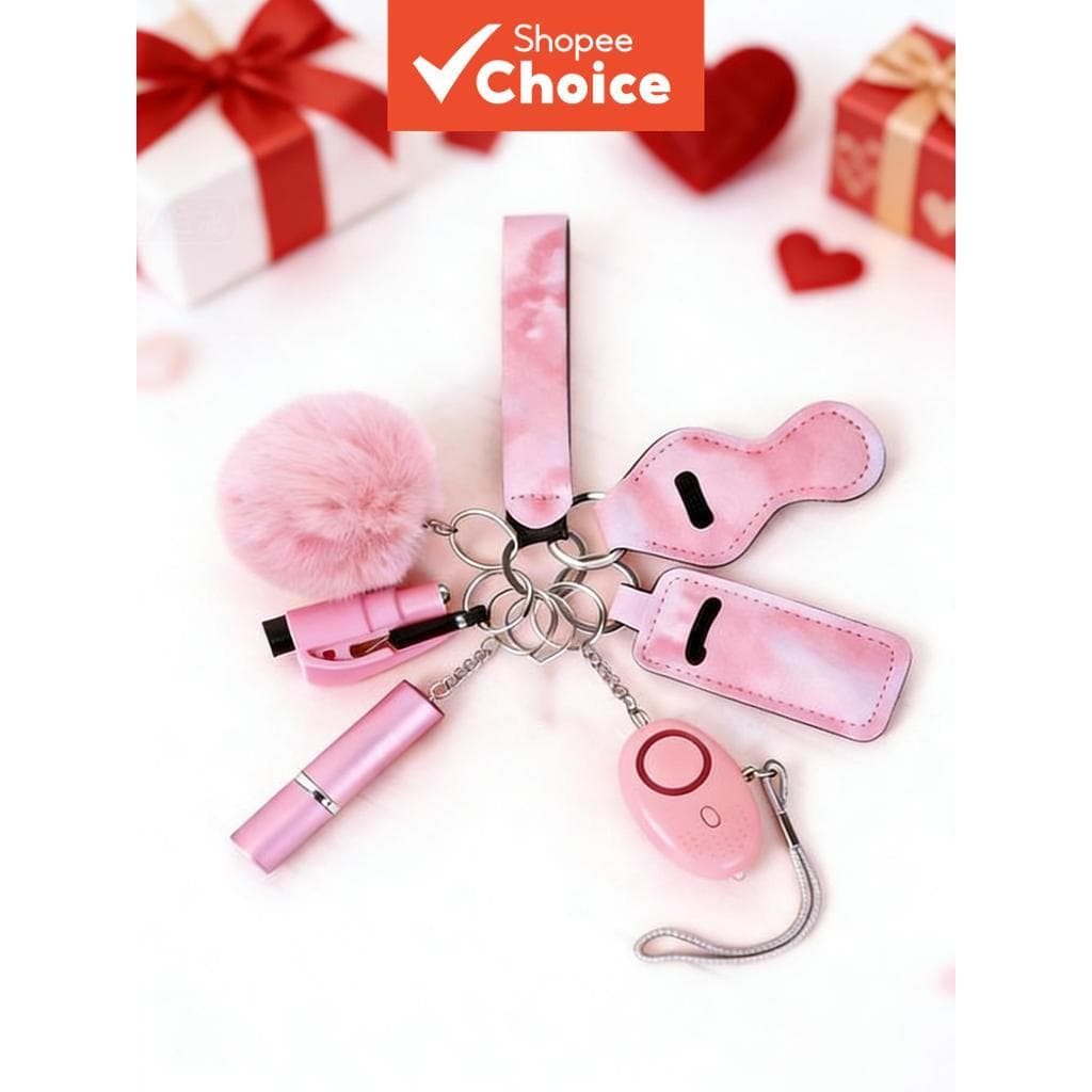 Conjunto De Chaveiro De Alarme Pessoal Feminino Com Acessórios Para Decoração De Bolsa Feminina E