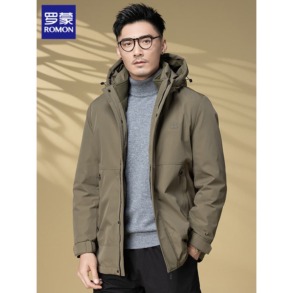 Romon jaqueta para baixo jaqueta masculina inverno novo estilo engrossado três-em-um forro destacável jaqueta esportiva