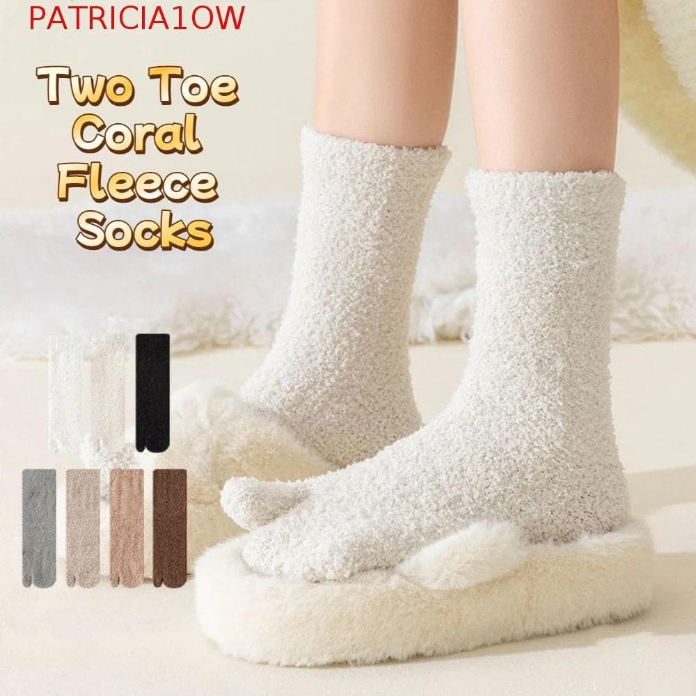 PATRICIA1OW Meias De Pelúcia Separadas , Lã Simples E Quentes Espessadas De Dois Dedos Chão De Tubo Médio Inverno