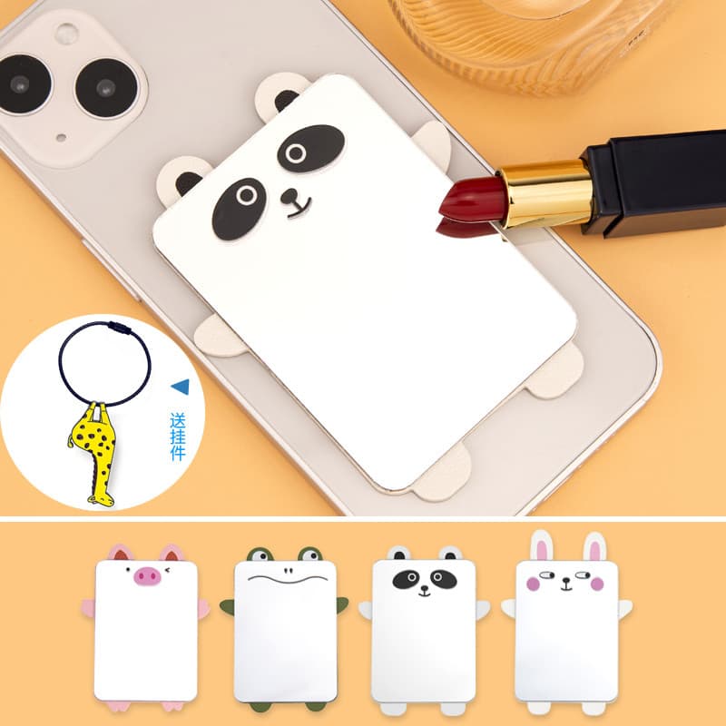 Criativo adesivo de telefone móvel Ultra-fino Mini portátil pequeno espelho bonito dos desenhos animados Panda estudante