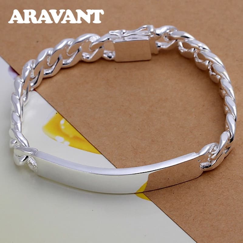 Pulseira de prata esterlina 925 de 8mm/10mm, joia elegante para casamento, adequada tanto para homens quanto para mulher