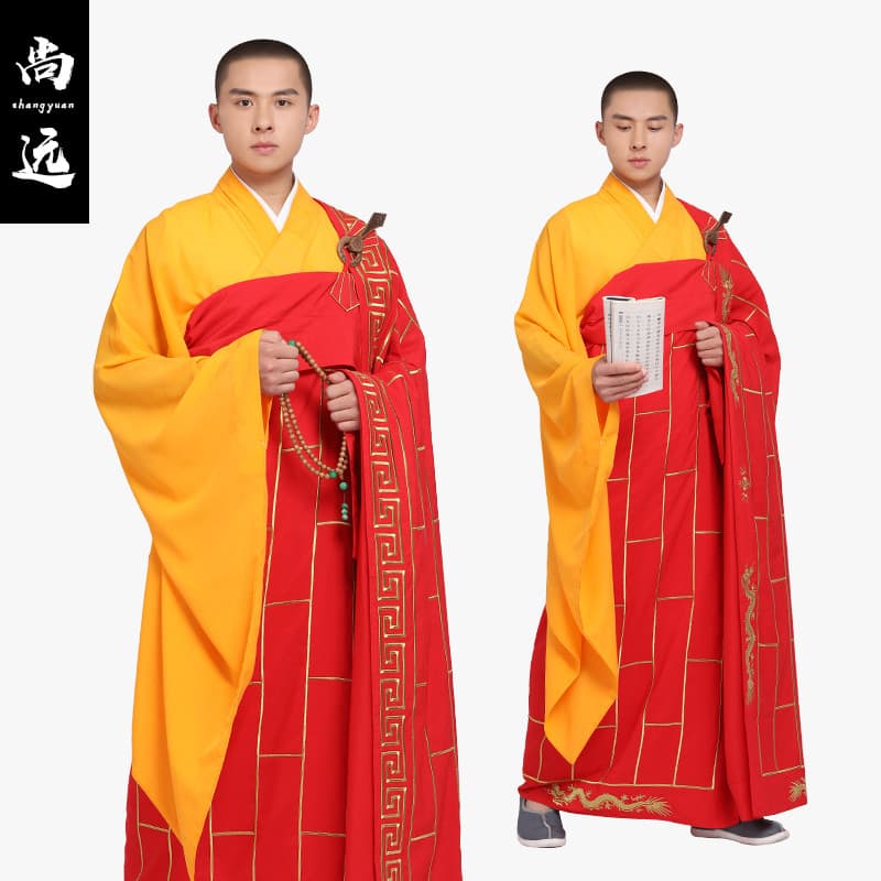Shangyuan importado Taiwan fio de linho auspicioso nuvem roupas dragão dourado roupas Cassock ancestral roupas monge rou