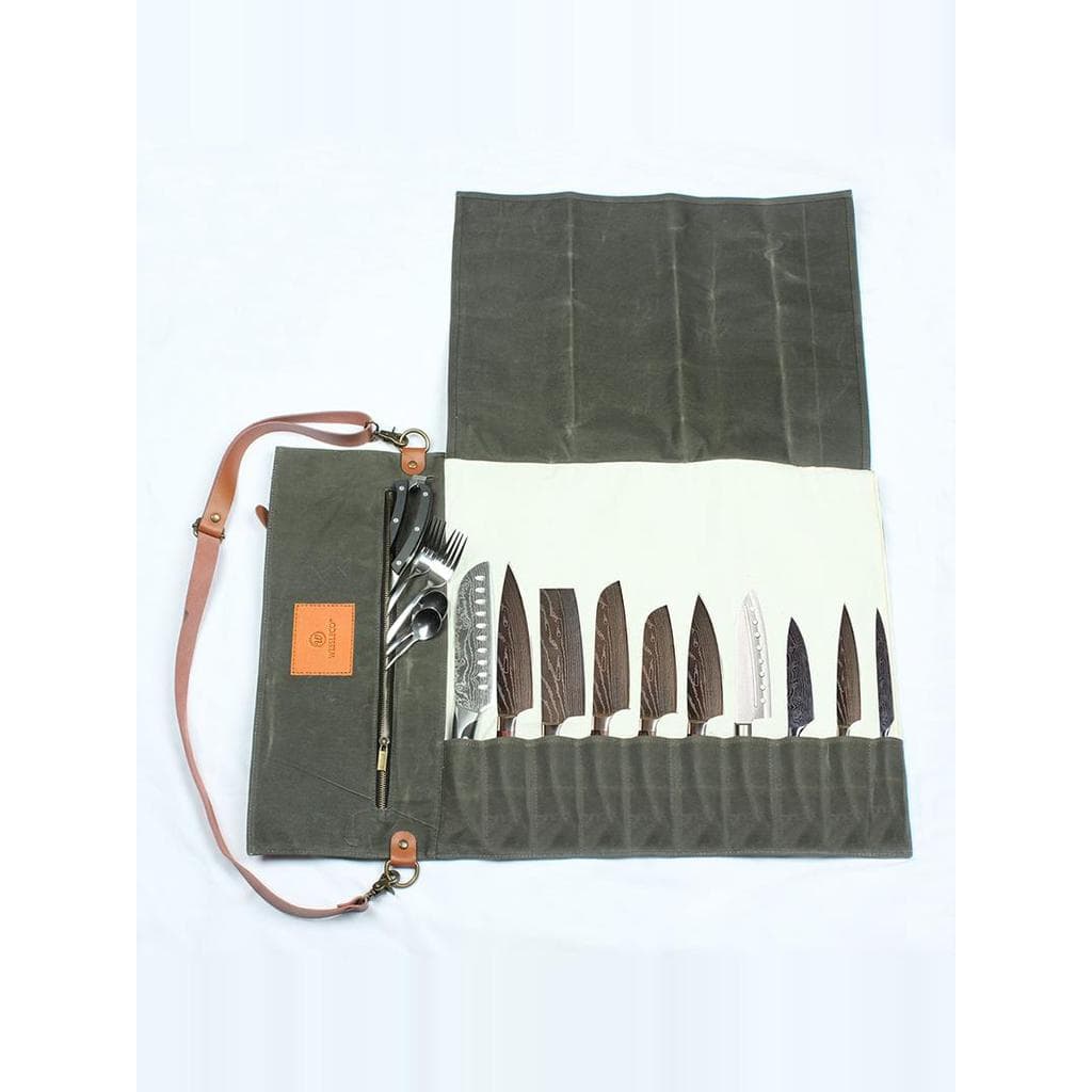 Bolsa multifuncional para faca de chef, lona, à prova d'água, resistente a arranhões, bolsa de armazenamento de faca de